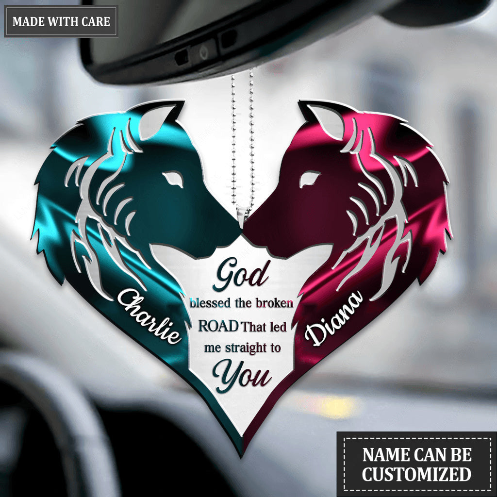 Couple Wolf Two Colors God Blessed Personalized Ornament