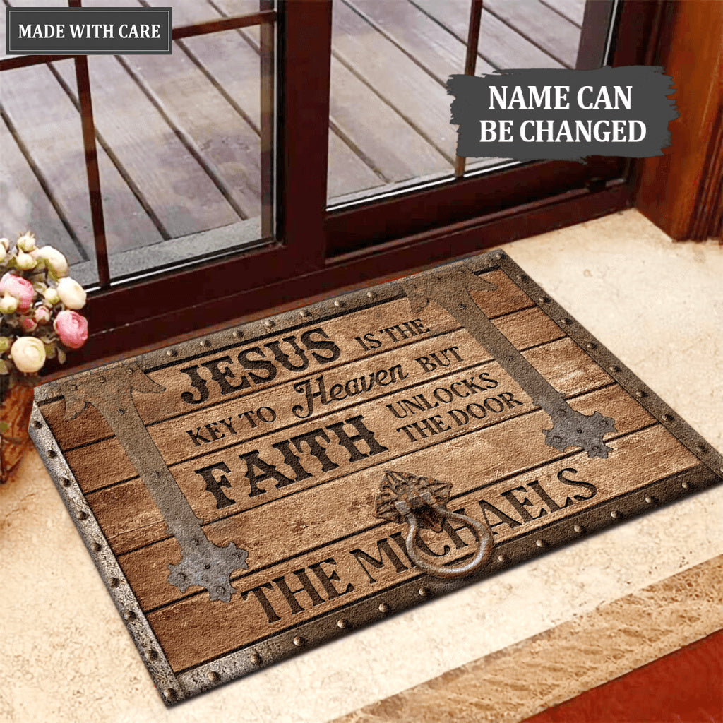 Jesus Is The Key To Heaven Personalized Doormat