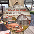 Personalized Serve The Lord Truck Wood Circle Sign