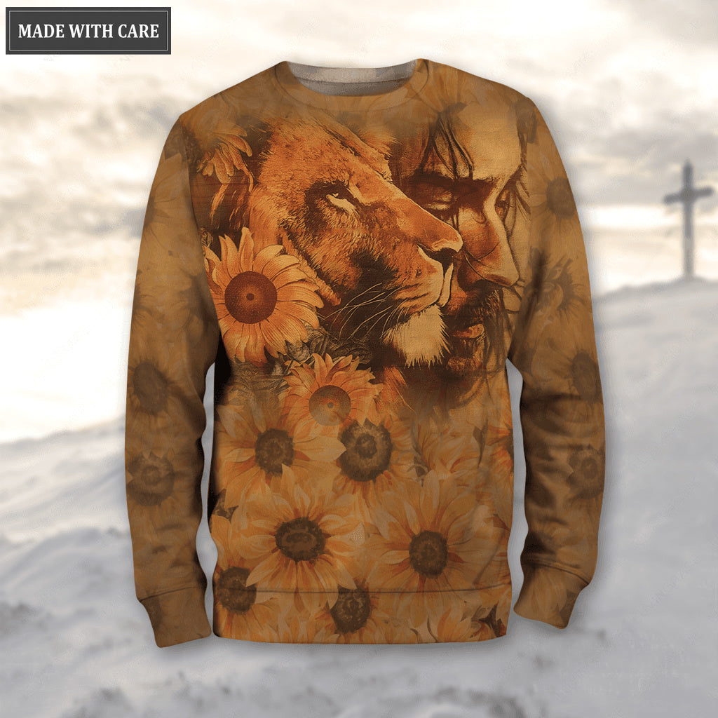 Sunflower Christian Lion Faith Is Believing Hoodie