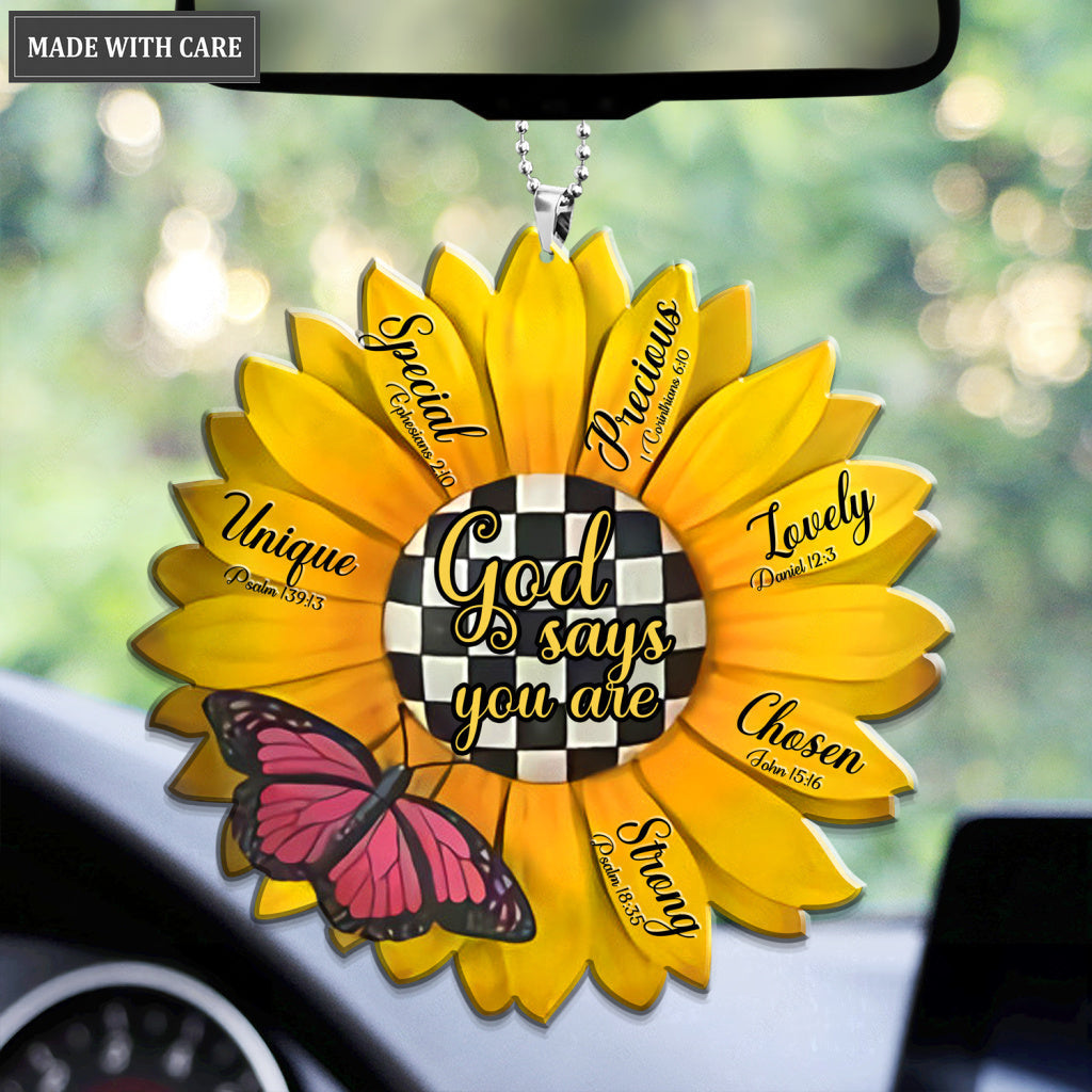 Pink Butterfly Sunflower God Says You Are Ornament