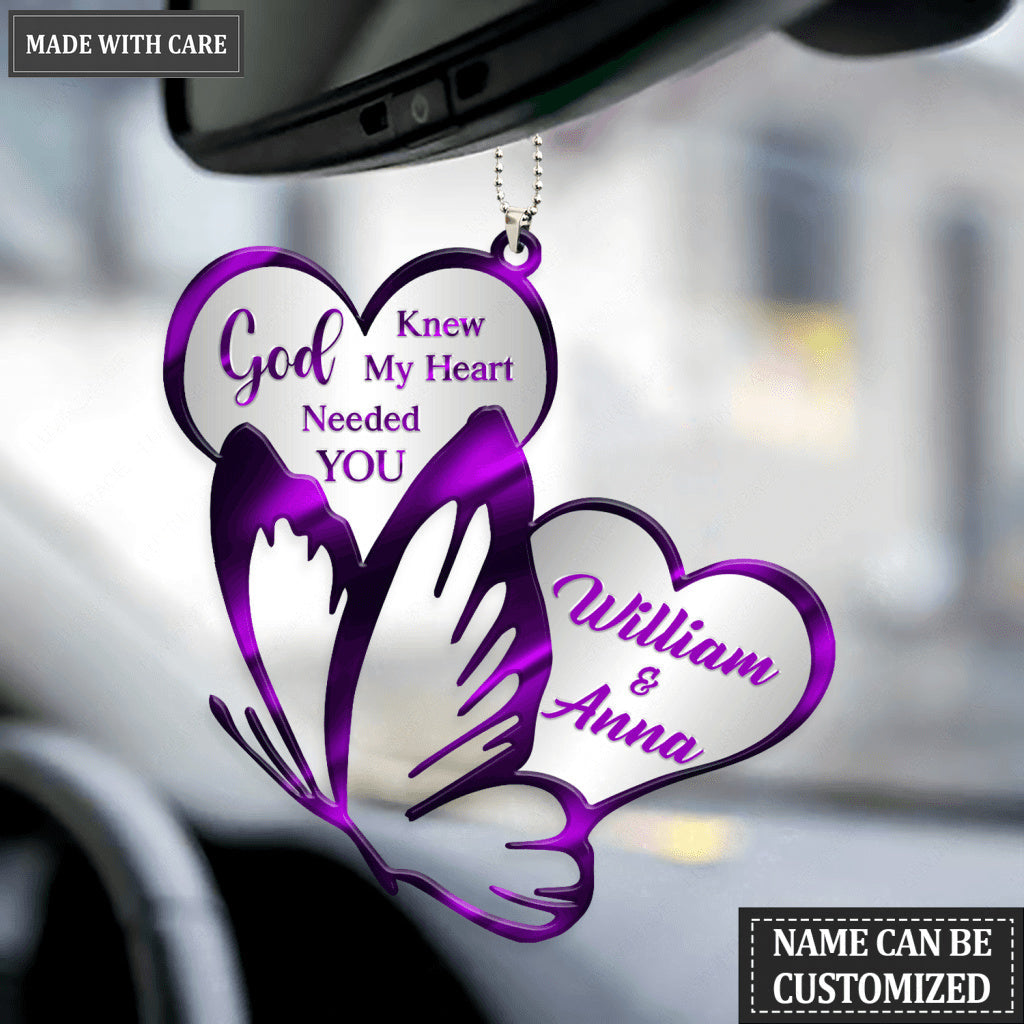 Heart And Butterfly God Knew Personalized Ornament