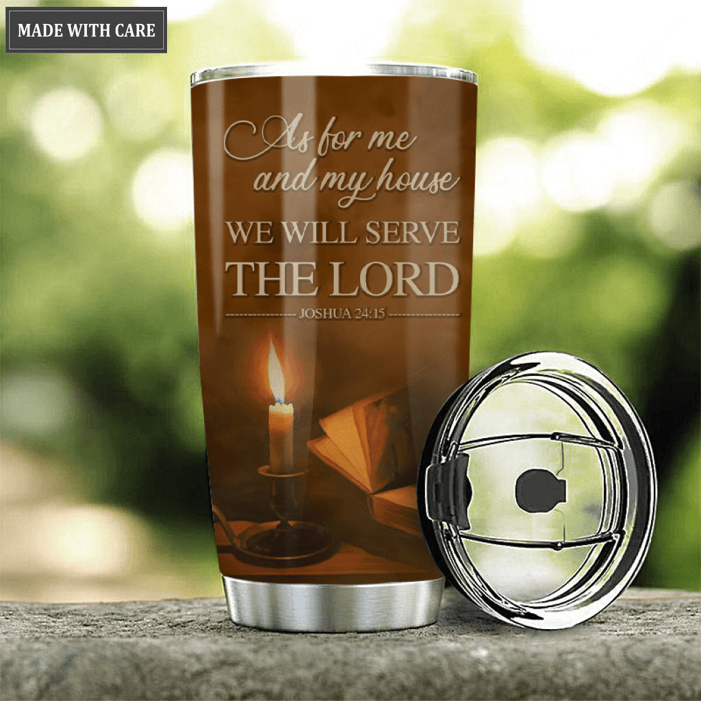 Candles And Bible As For Me And My House Personalized Tumbler