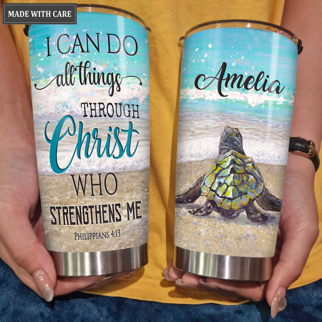 Personalized I Can Do All Things Baby Turtle Tumbler