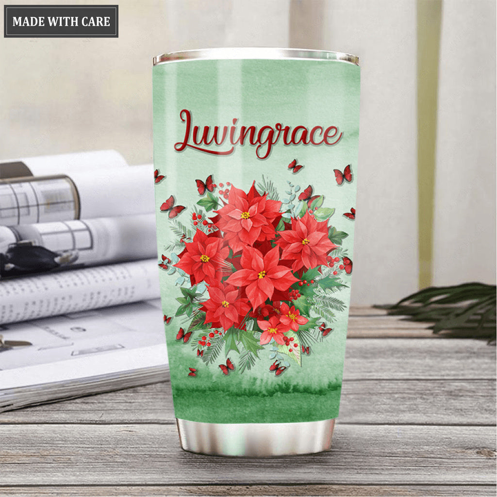 Christmas Candles Flower Butterfly As For Me And My House Personalized Tumbler
