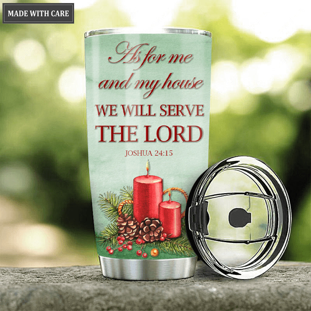Christmas Candles Flower Butterfly As For Me And My House Personalized Tumbler