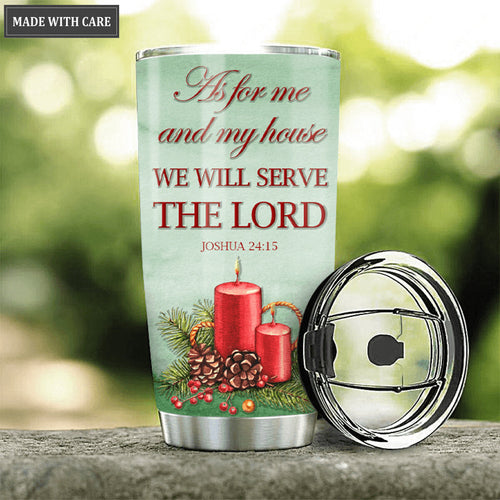 Christmas Candles Flower Butterfly As For Me And My House Personalized Tumbler