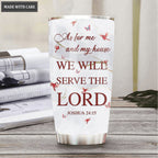 Flower Cross Cardinal As For Me And My House Personalized Tumbler