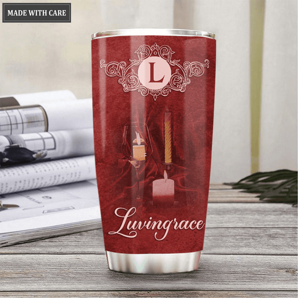 Red Candles Pray As For Me And My House Personalized Tumbler
