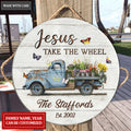 Personalized Take The Wheel Wood Circle Sign