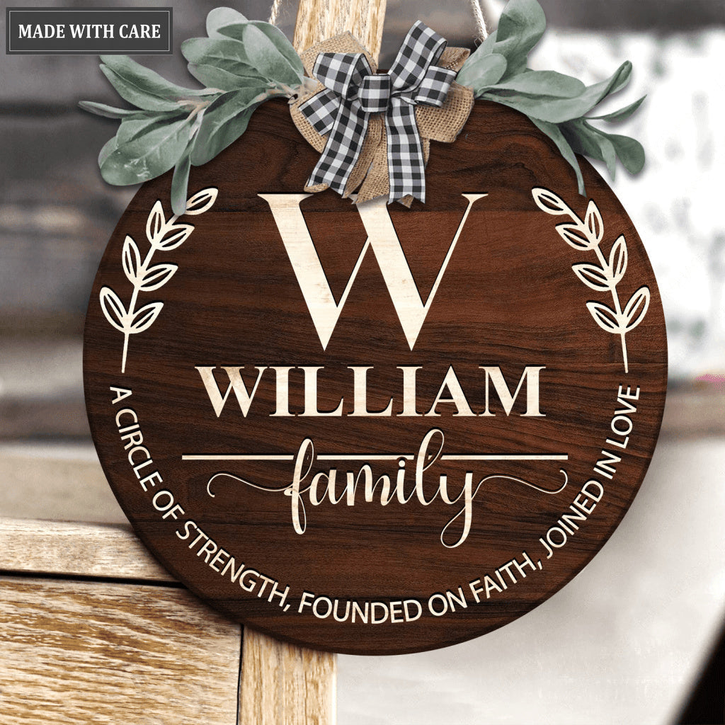 Welcome Sign Circle of Strength Personalized Bow Door Hanger