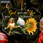 Bird Couple Sunflower God Gave Me You Personalized Transparent Ornament
