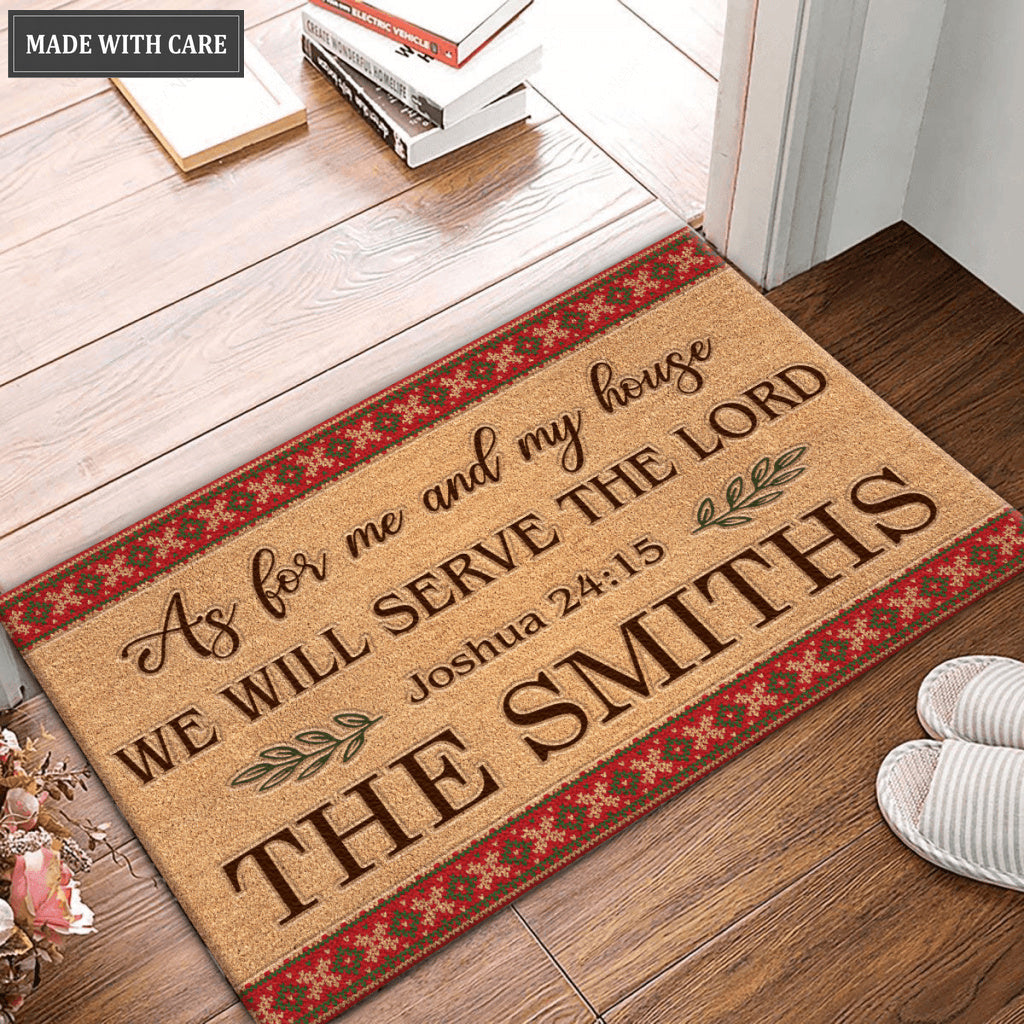 Christmas Frame As For Me And My House Personalized Doormat