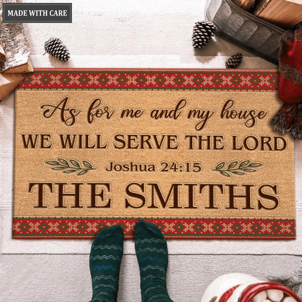 Christmas Frame As For Me And My House Personalized Doormat