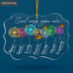 Colorful Glitter Dandelions And Butterlies God Says You Are Transparent Ornament