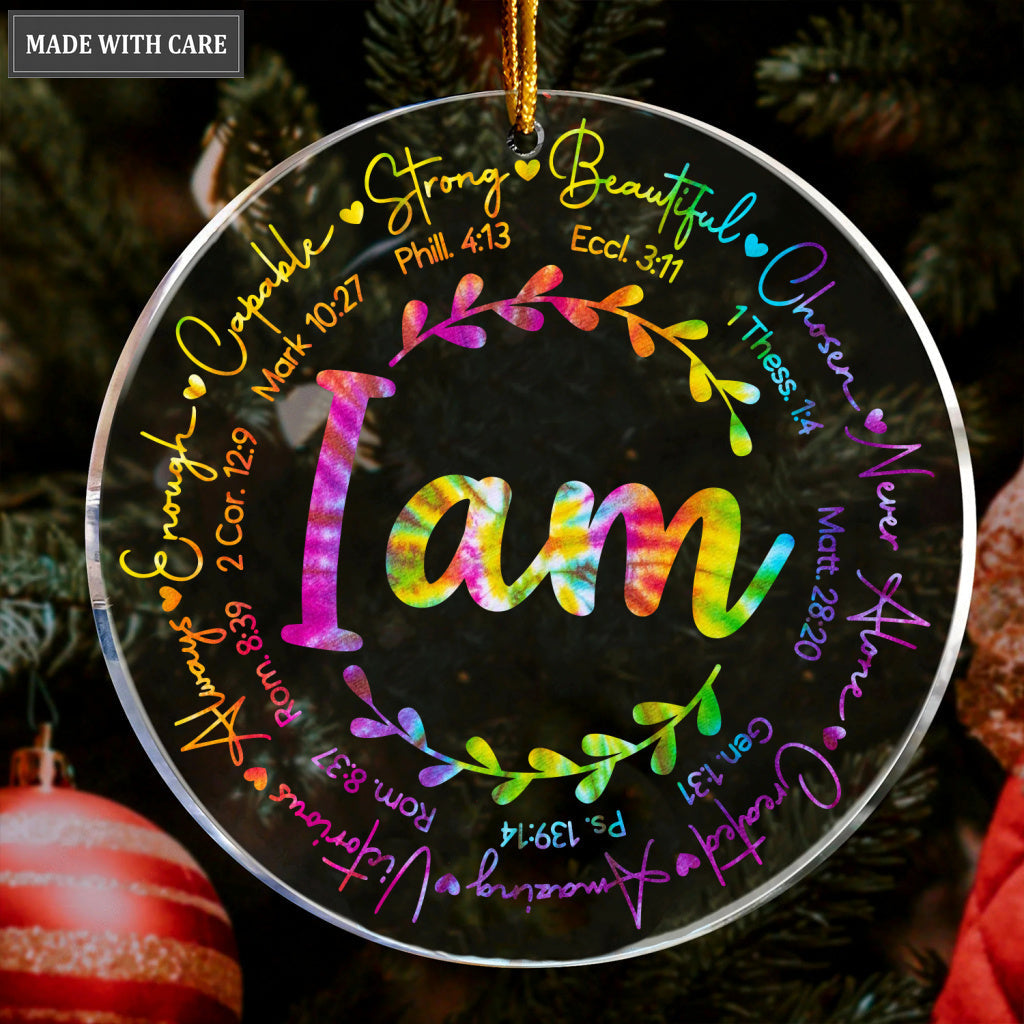 Colorful Peace Hippie I Am Transparent Ornament