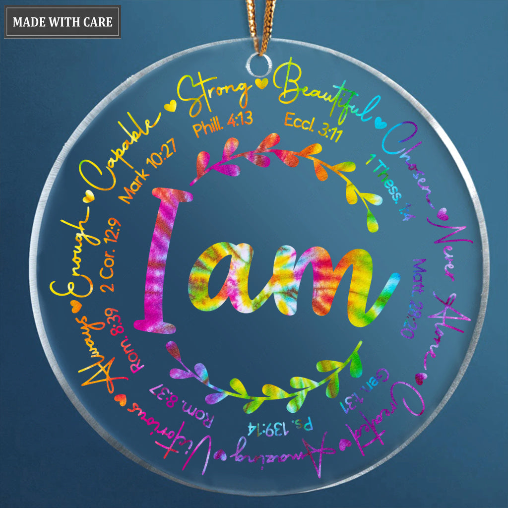 Colorful Peace Hippie I Am Transparent Ornament