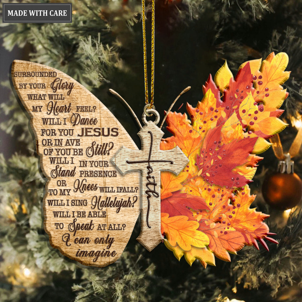 Maple Butterfly Faith Cross I Can Only Imagine Wood Engraved Ornaments