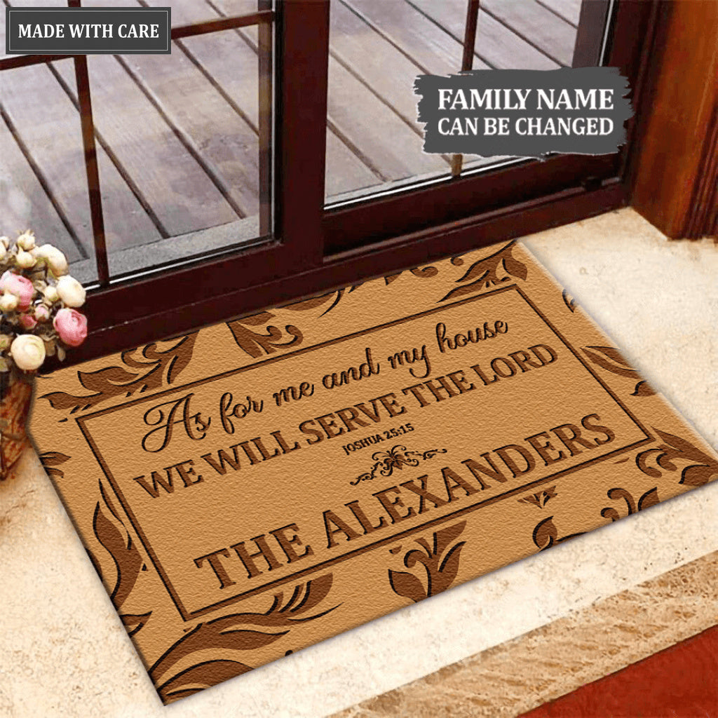 Personalized Serve The Lord Elegant Modern Doormat