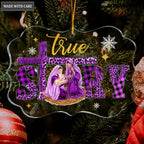 Purple Golden Leopard Tartan True Story Transparent Ornament