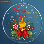 Snow Christmas Candle Jesus The True Light Transparent Ornament