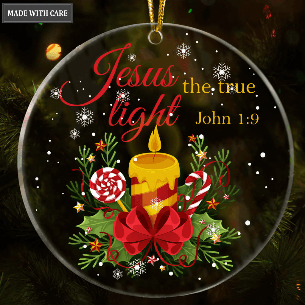 Snow Christmas Candle Jesus The True Light Transparent Ornament