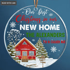 Snow Home Pine Our First Christmas In Our New Home Pesonalized Transparent Ornament