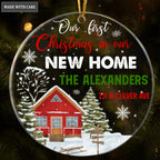 Snow Home Pine Our First Christmas In Our New Home Pesonalized Transparent Ornament