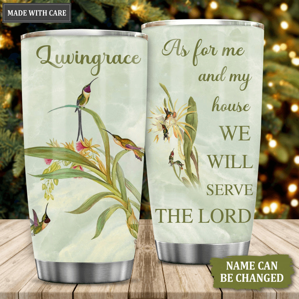 Hummingbird And Flower As For Me And My House Personalized Tumbler