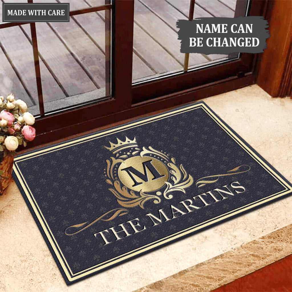 Printfamily L01 Luxury Monogram Collection Family Name Personalized Doormat