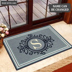 Printfamily L01 Vintage Monogram The First Letter of Family Name Personalized Doormat