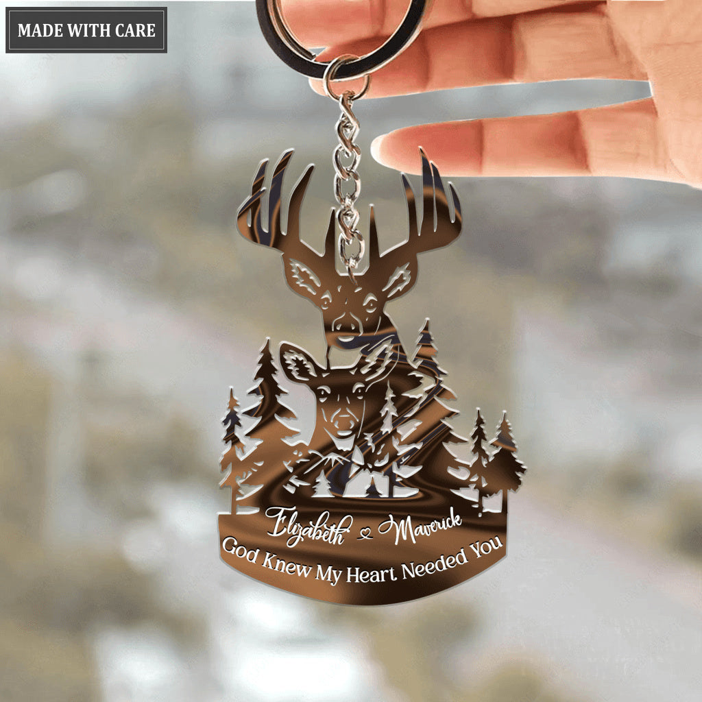 Buck And Doe Love Personalized Keychain
