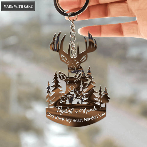 Buck And Doe Love Personalized Keychain