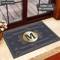 Printfamily L02 Vintage Monogram The First Letter of Family Name Personalized Doormat