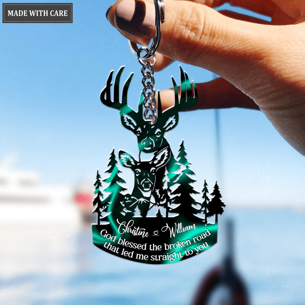 Buck And Doe Love Personalized Keychain