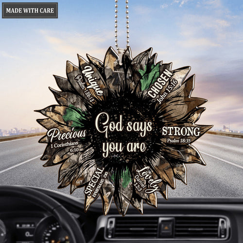 Camo Sunflower God Says You Are Ornament