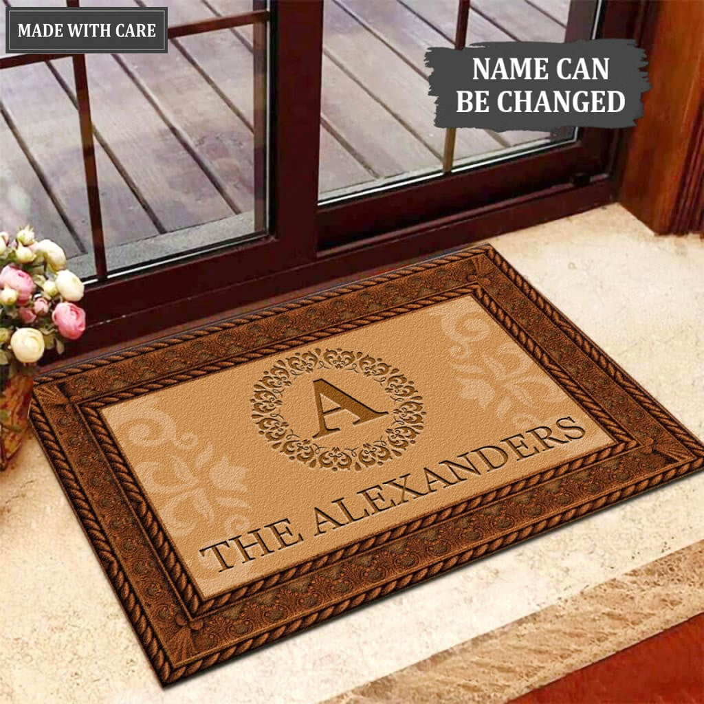 Printfamily L03 Luxury Monogram Collection Family Name Personalized Doormat