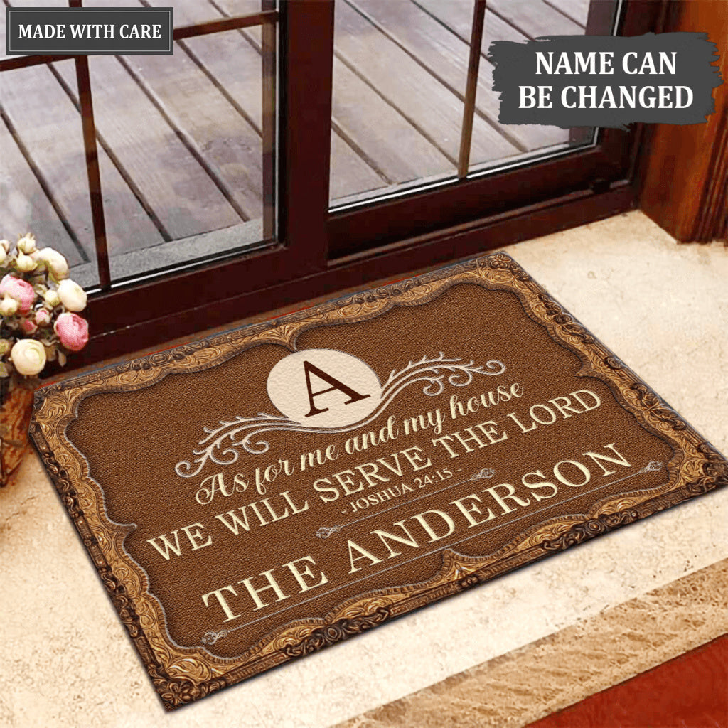 Luvingrace L04 Vintage Monogram Collection As For My House Personalized Doormat