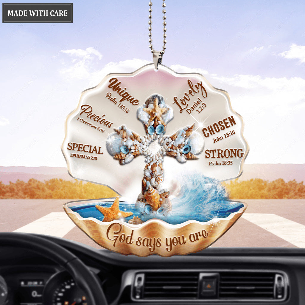 God Says You Are Cross In Seashell Ornament