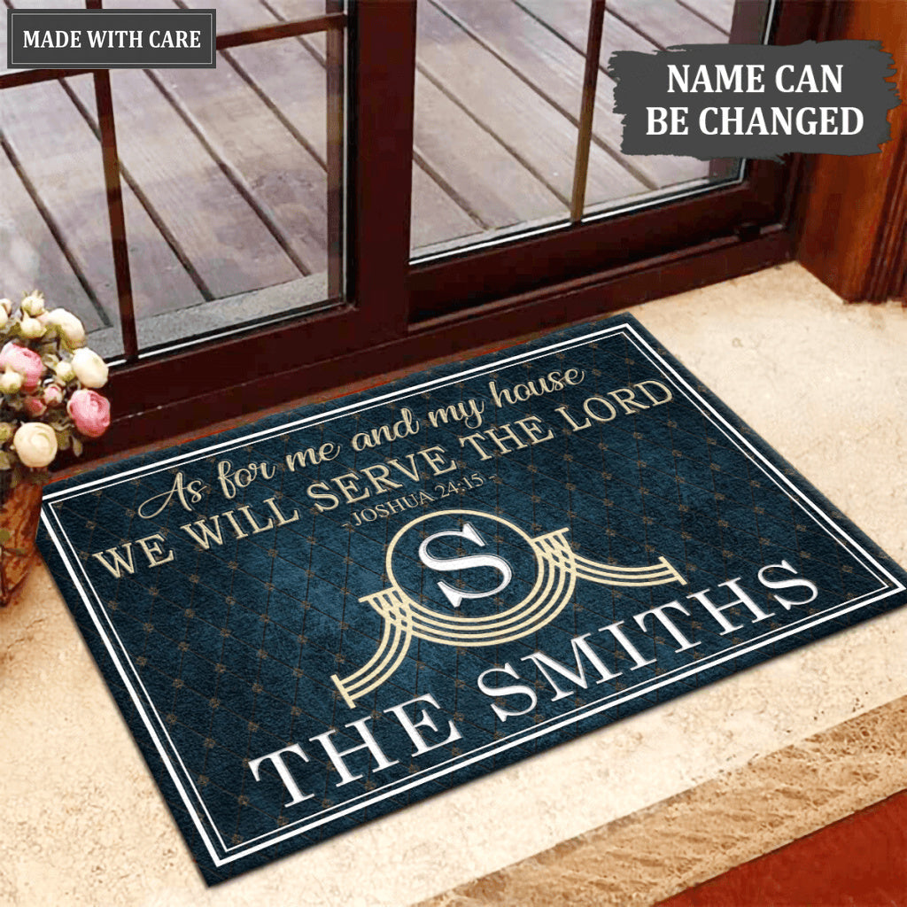 Luvingrace L05 Vintage Monogram Collection As For My House Personalized Doormat