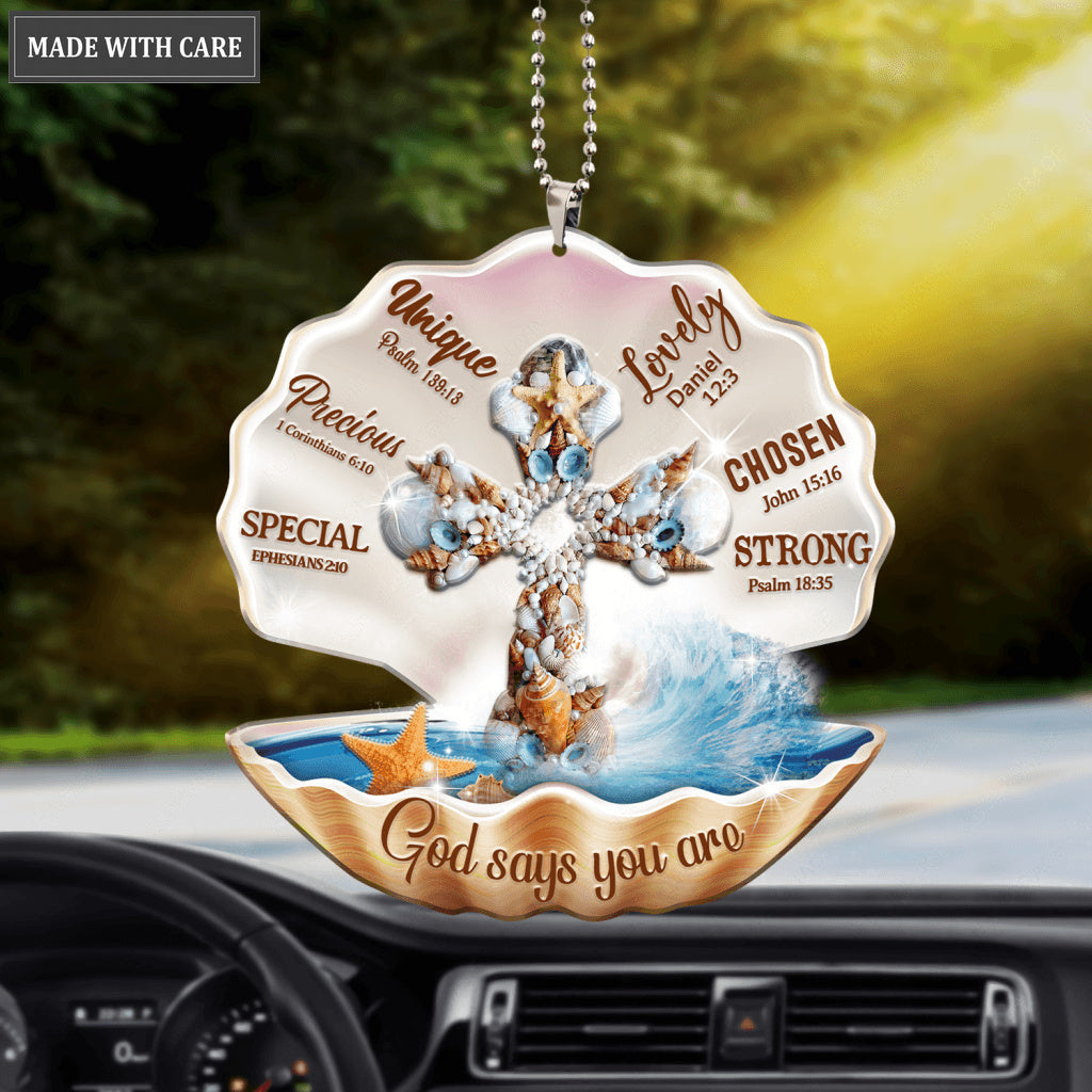 God Says You Are Cross In Seashell Ornament