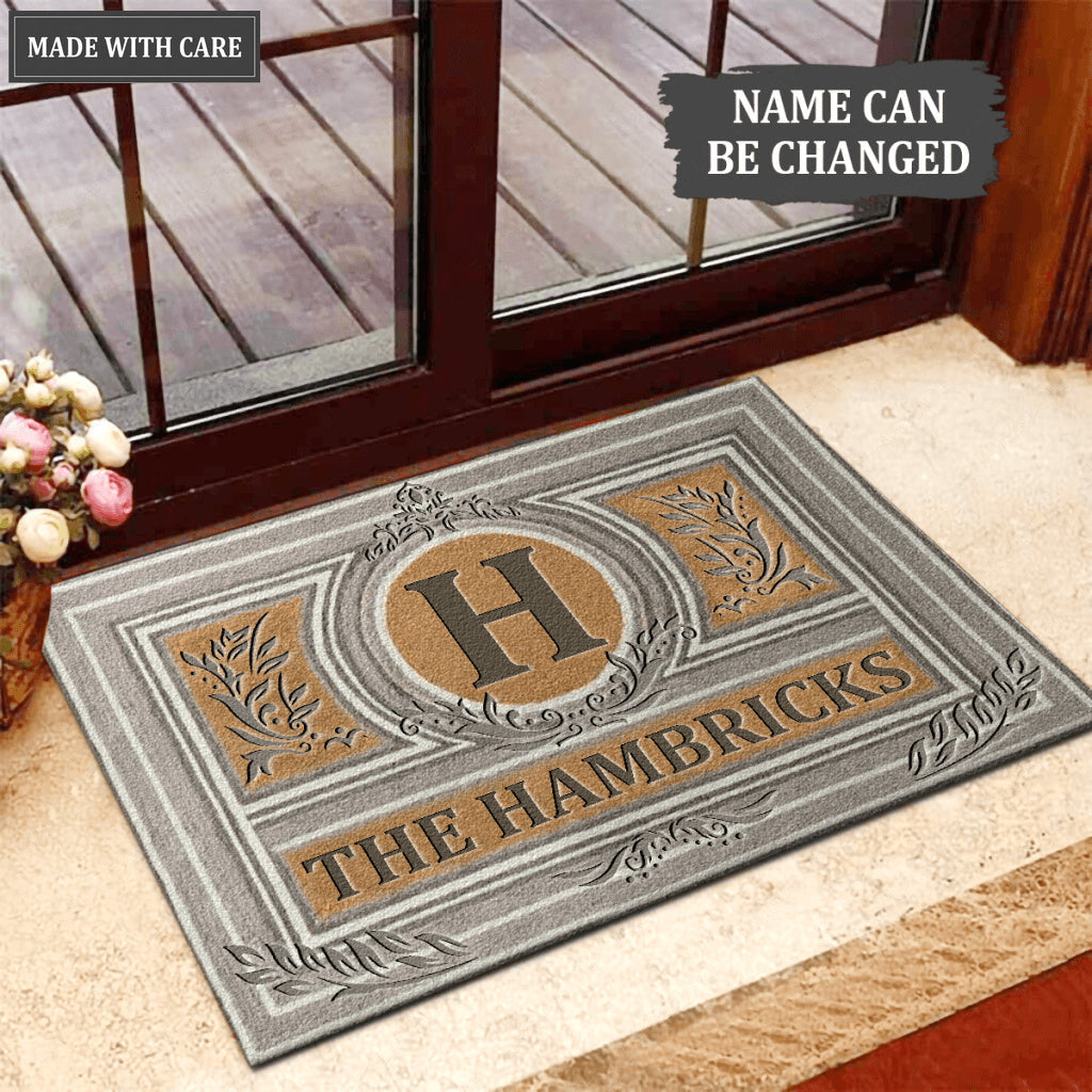 Luvingrace L07 Vintage Monogram Collection Family Name Personalized Doormat