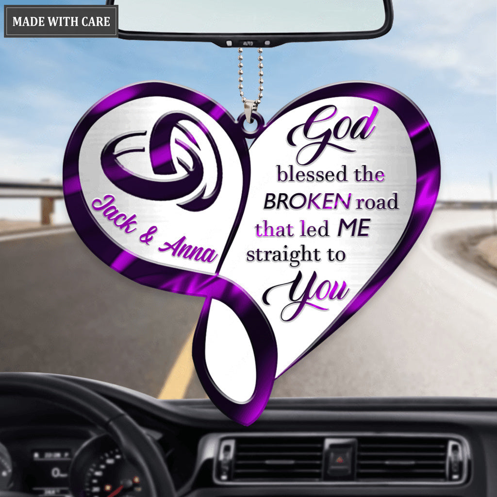 Infinity Heart Couple Rings God Blessed Personalized Ornament