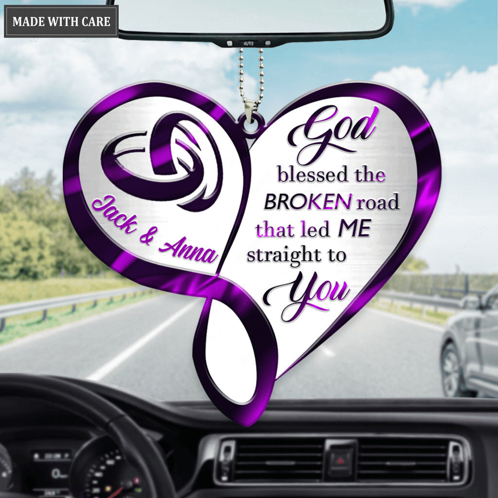 Infinity Heart Couple Rings God Blessed Personalized Ornament