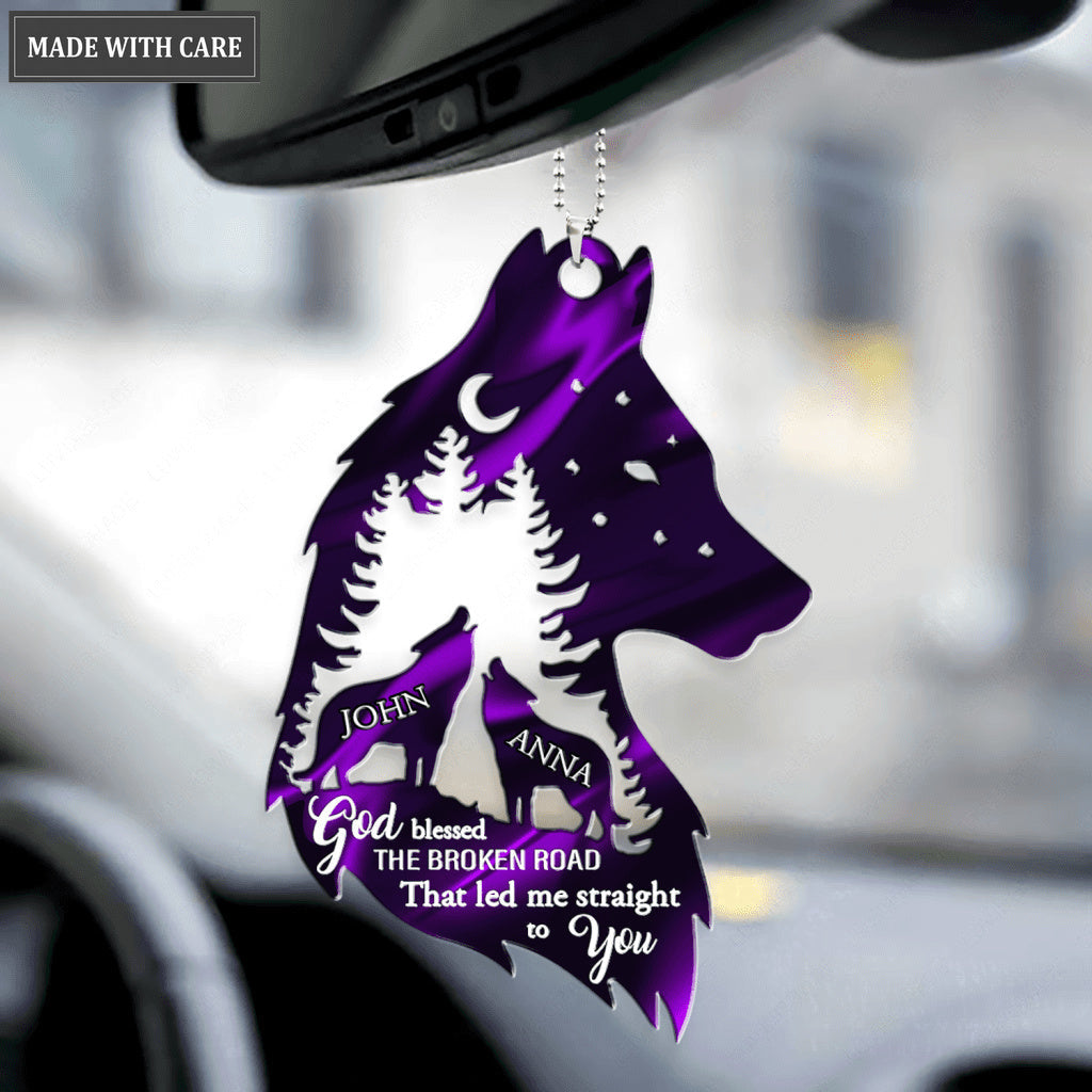 Personalized Forest Wolf Couple Ornament