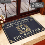 Luvingrace L14 Vintage Monogram Collection As For My House Personalized Doormat