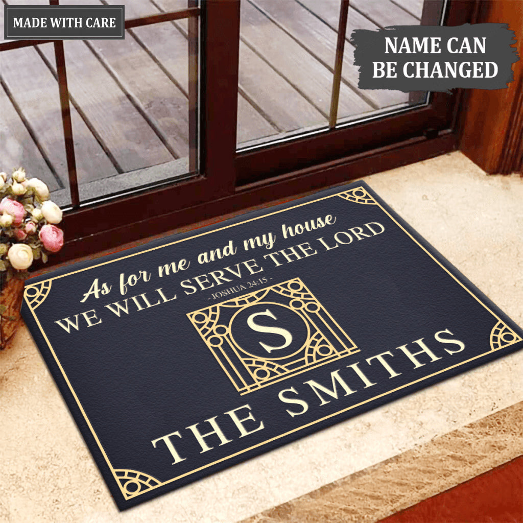Luvingrace L14 Vintage Monogram Collection As For My House Personalized Doormat