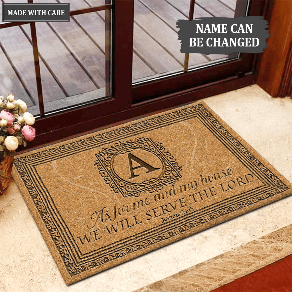 Luvingrace L19 Vintage Monogram Collection As For My House Personalized Doormat