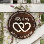 Hearts God Blessed Personalized Wood Circle Sign