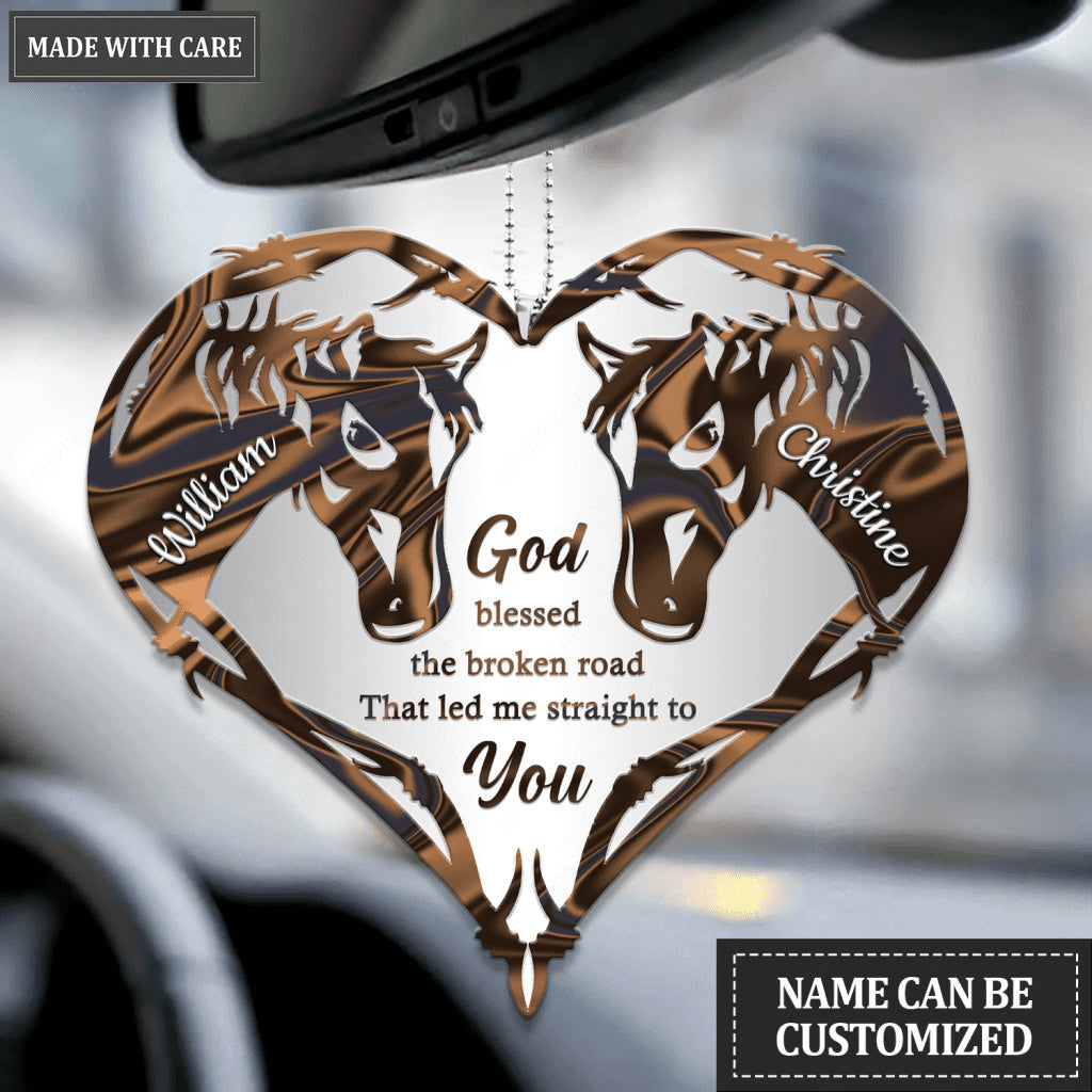 Barbed Wire Horses God Blessed Personalized Ornament